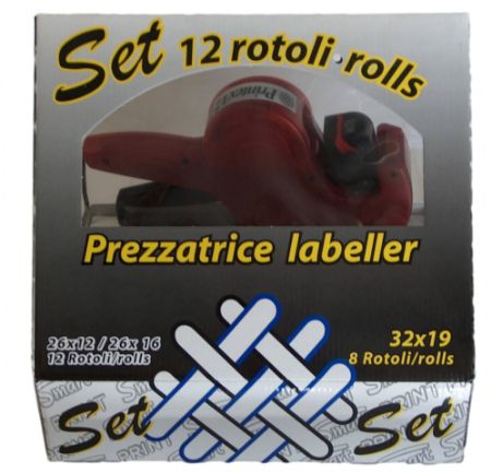 Afbeeldingen van Prijstang-startkit V8 met 12 rol etiketten 26x12mm
