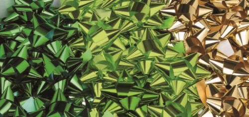 Afbeeldingen van Starbows metallic 10mm x D50,  Assorti Antiek Goud-Lichtgroen-Mosgroen