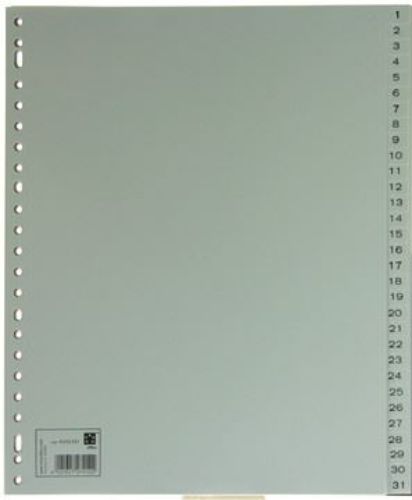 Tabbladen grijs 1-31