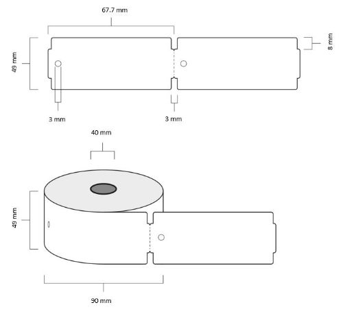 Afbeeldingen van Hangetiket 49x67,7mm thermisch top PE verstevigd