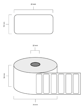 Afbeeldingen van Thermische etiketten 56 x 25 mm met stuurgat, permanent (thermo top)