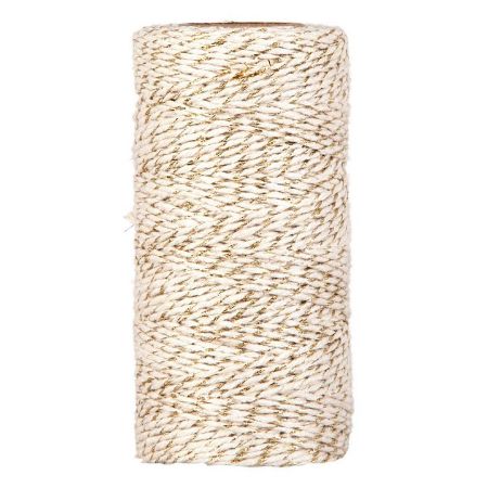 Afbeeldingen van Katoenen koord 2mm 100m, Goud/Cream