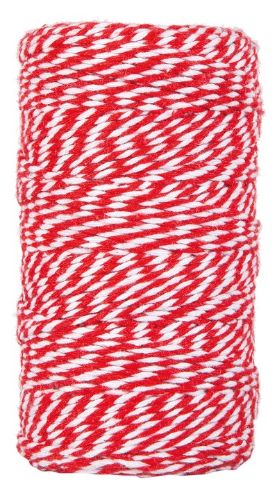 Afbeeldingen van Katoenen koord 2mm 100m, Rood/Wit