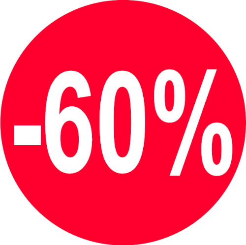 Afbeeldingen van Kortingssticker -60% 35mm, afneembaar