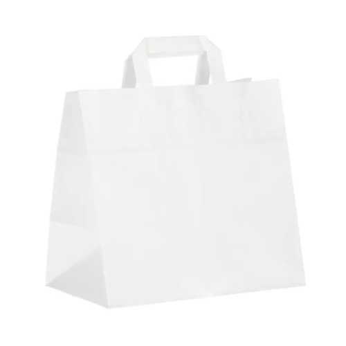 Snacktas Papier groot 32+17x27 cm, Wit