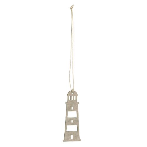 Houten vuurtoren aan koord - naturel, 6 stuks