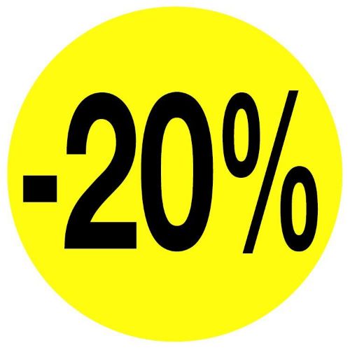 Kortingssticker -20% 35mm, permanent, fluor geel