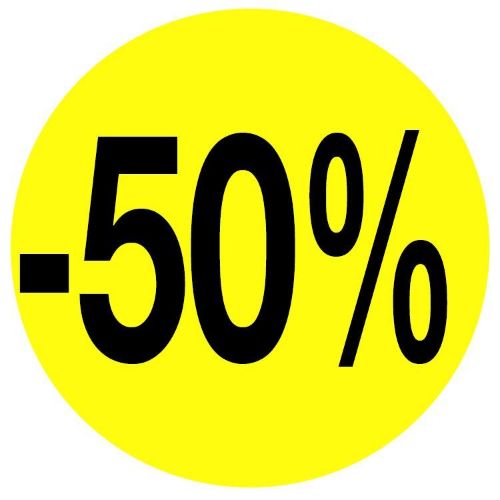 Kortingssticker -50% 35mm, permanent, fluor geel