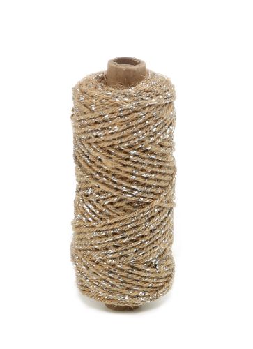 Jute touw Flaxcord deluxe 2mm 50m Naturel / Zilver