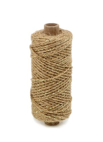 Jute touw Flaxcord deluxe 2mm 50m Naturel / Goud