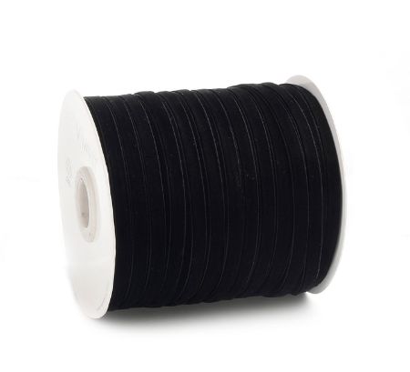 Velvet deluxe lint 6mm 100m, Zwart