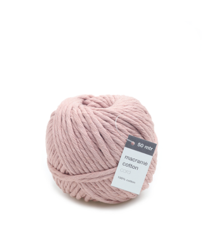 Katoen koord Macramé 5mm 50m, Roze