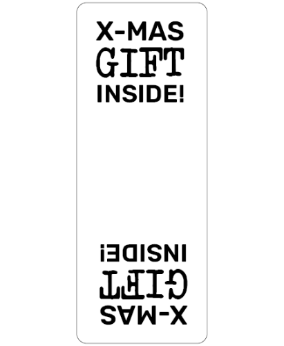 Sluitsticker rechthoek - X-mas gift inside! wit-zwart