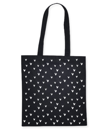 Canvas tas - Little Hearts 38x42cm zwart/wit, 10 stuks