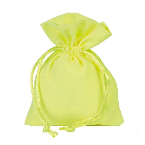 Stoffen zakken neon geel 9x12cm 10 stuks