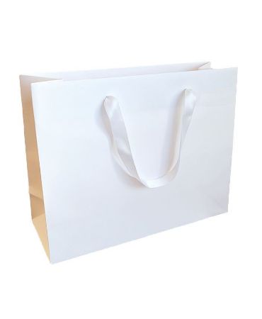 Luxe papieren draagtas 32+12x25cm, Wit