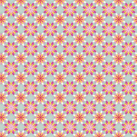 Afbeeldingen van Coated cadeaupapier 200m - Lucky Flower Mint Wit Roze