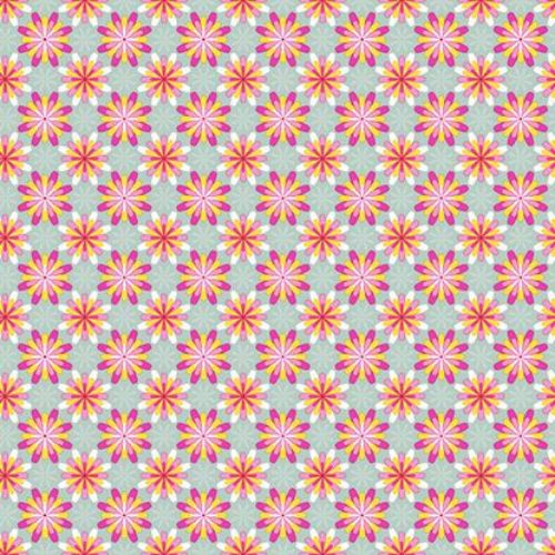 Afbeeldingen van Coated cadeaupapier 200m - Lucky Flower Mint Wit Roze