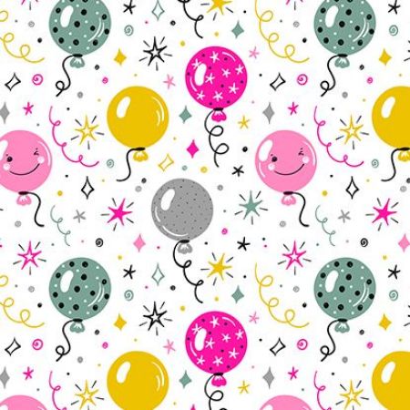 Afbeeldingen van Coated cadeaupapier 200m - Balloonparty Multi