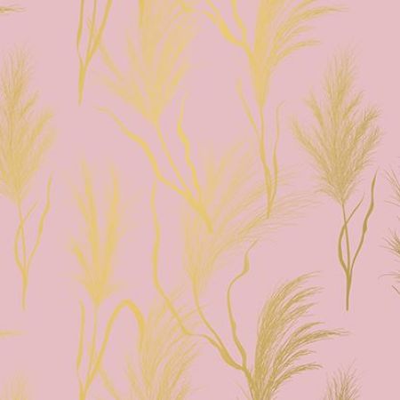 Afbeeldingen van Coated cadeaupapier 200m - Grass Pink Gold