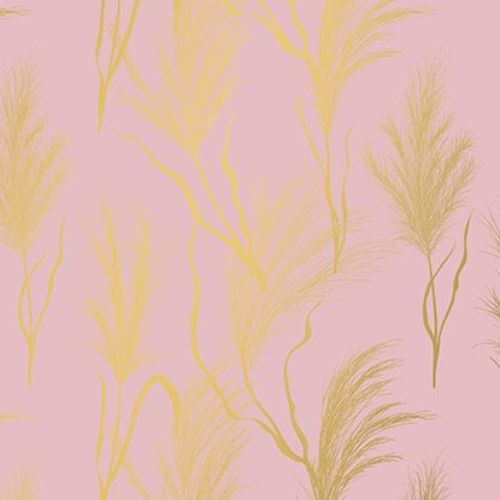 Afbeeldingen van Coated cadeaupapier 200m - Grass Pink Gold