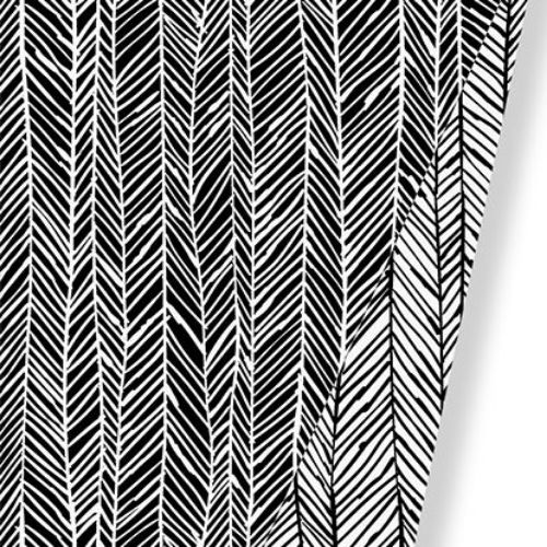 Afbeeldingen van Coated cadeaupapier 175m - Herringbone Black White