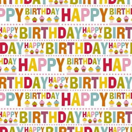 Afbeeldingen van Coated cadeaupapier 200m - Happy birthday cakes