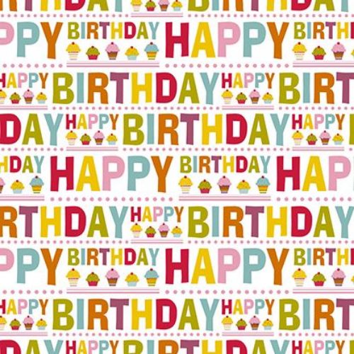 Afbeeldingen van Coated cadeaupapier 200m - Happy birthday cakes