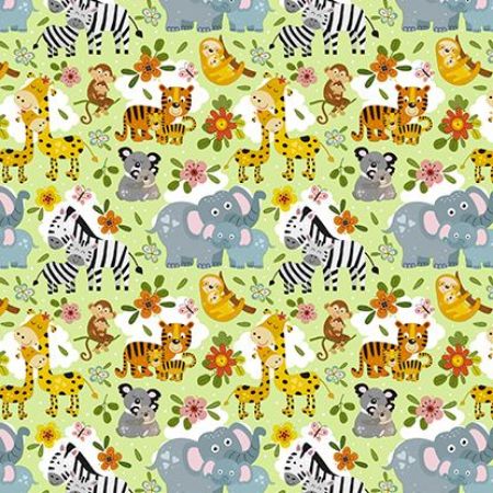 Afbeeldingen van Coated cadeaupapier 200m - Animal kids