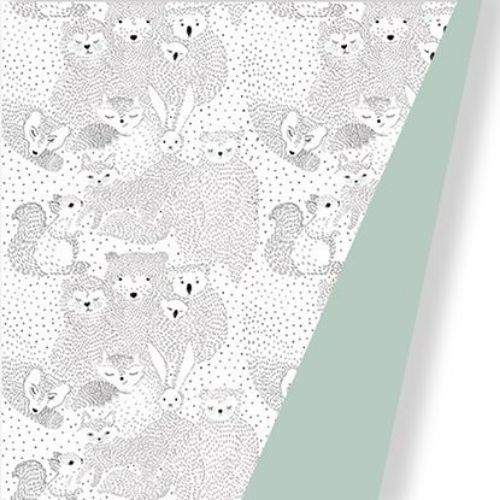Afbeeldingen van Coated cadeaupapier 175m - Love Animals DZ Mint