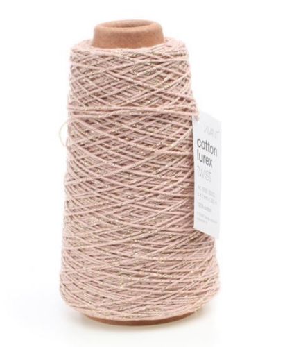Katoen koord Lurex 2mm 300m, Roze / metallic Goud