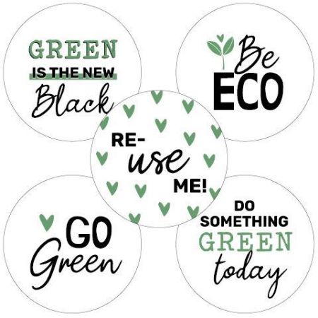 Sticker rond 40mm - Go Green (5 varianten) 250p/r