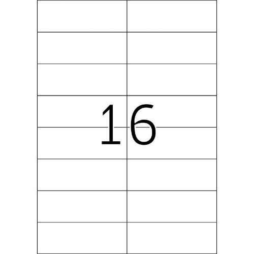 a4 etiketten / labels voor copier, laser en inkjet printer, 105x37mm, 16 etiketten per vel