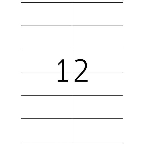 a4 etiketten / labels voor copier, laser en inkjet printer, 105x48mm etiketten, 12 etiketten per vel