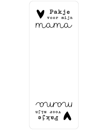 Sluitsticker rechthoek - Pakje voor mijn mama wit-zwart