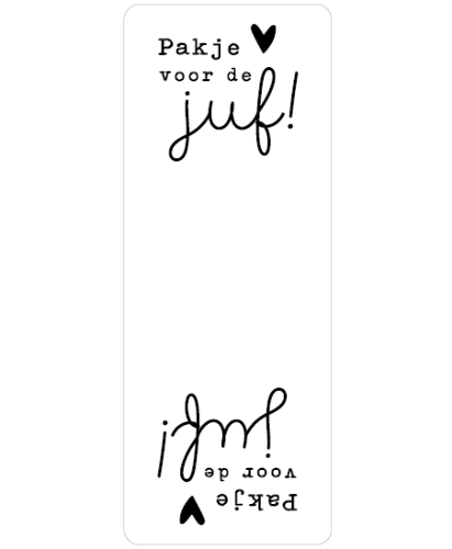 Sluitsticker rechthoek - Pakje voor de juf wit-zwart