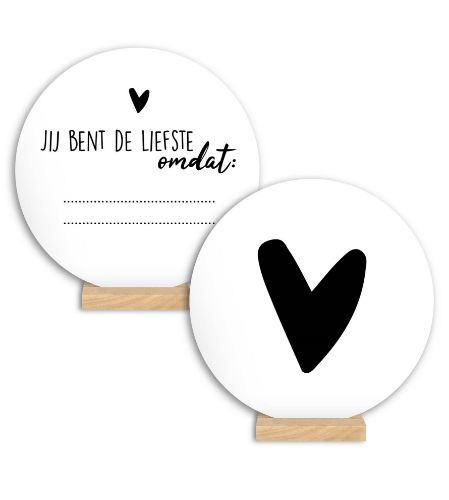 Wenscirkel - Jij bent de liefste omdat:… / Hartje - 5 stuks