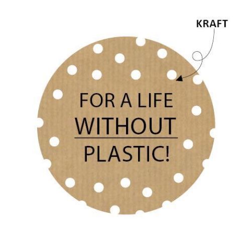 Sticker kraft rond 50mm - For a life without plastic! 250p/r