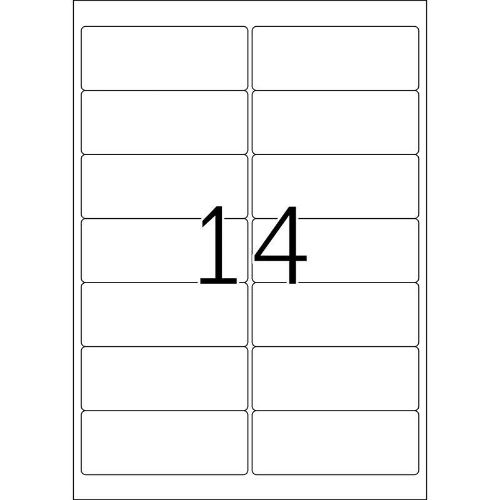 A4 laseretiket 99,1 mm x 38,1 mm, 14 p/vel 